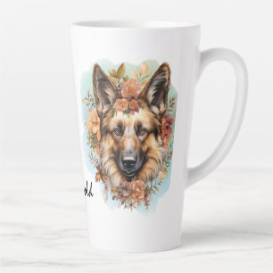 Deutscher Schäferhund Wasserfarbenflorale Wrap Zwe Milchtasse