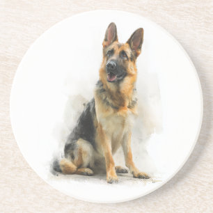 Deutscher-Schäferhund-Wasserfarbenkunst Getränkeuntersetzer