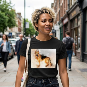 Deutscher Schäferhund Wasserfarbenporträt 02 T-Shirt