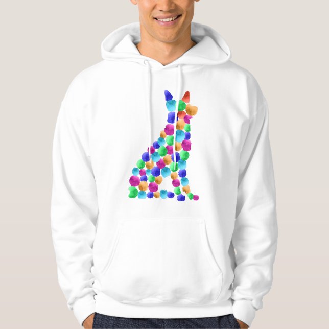 Deutscher Schäferhund Watercolor Farbpunktart Hoodie (Vorderseite)