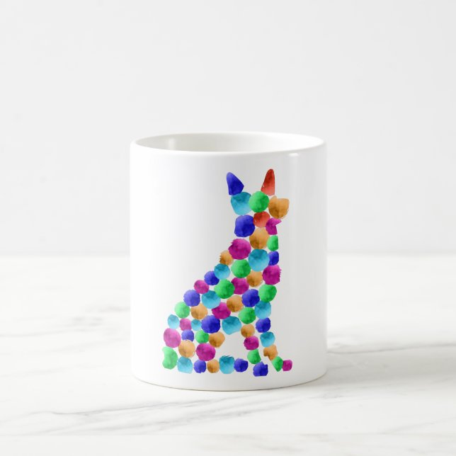 Deutscher Schäferhund Watercolor Farbpunktart Kaffeetasse (Mittel)