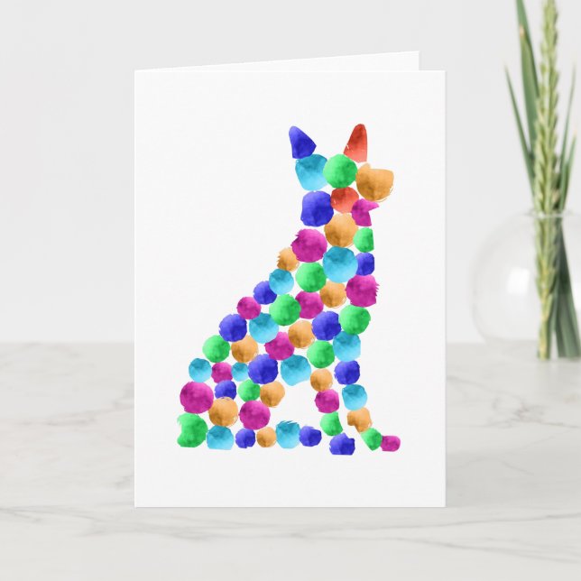 Deutscher Schäferhund Watercolor Farbpunktart Karte (Vorderseite)