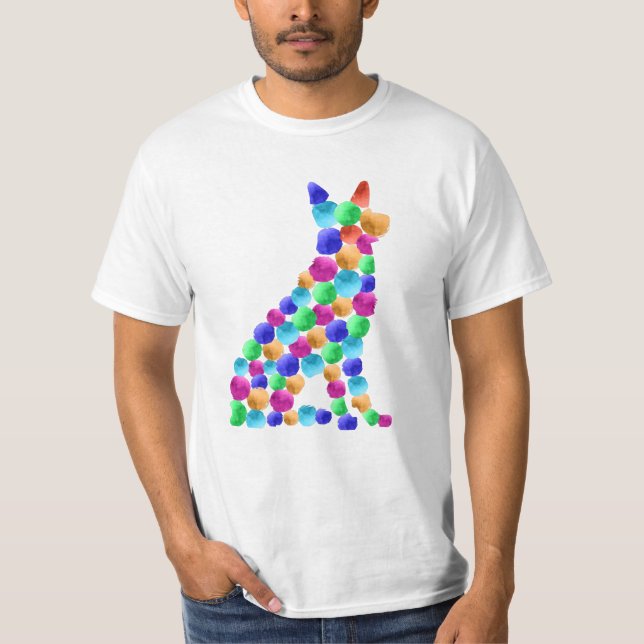 Deutscher Schäferhund Watercolor Farbpunktart T-Shirt (Vorderseite)