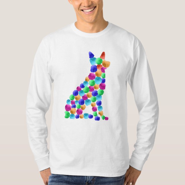 Deutscher Schäferhund Watercolor Farbpunktart T-Shirt (Vorderseite)
