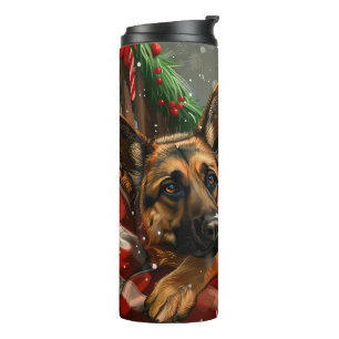 Deutscher Schäferhund Weihnachten Festlich Thermosbecher