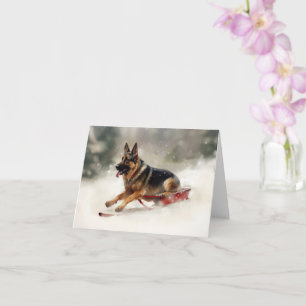 Deutscher Schäferhund Weihnachten Schnee Winter Karte