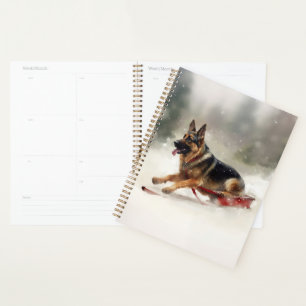 Deutscher Schäferhund Weihnachten Schnee Winter Planer