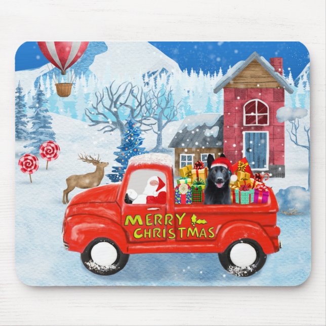 Deutscher Schäferhund Weihnachts-Lkw Schnee Mousepad (Vorne)