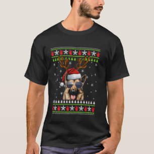 Deutscher Schäferhund Weihnachts Rentier hässliche T-Shirt