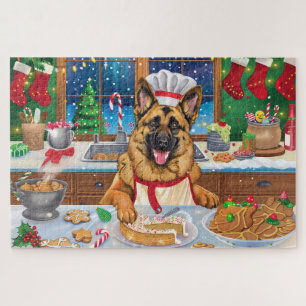 Deutscher Schäferhund-Weihnachtsbäckerei: Festlich