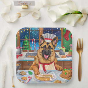 Deutscher Schäferhund-Weihnachtsbäckerei: Festlich Pappteller