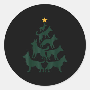 Deutscher Schäferhund Weihnachtsbaum Lustiger Gsd  Runder Aufkleber
