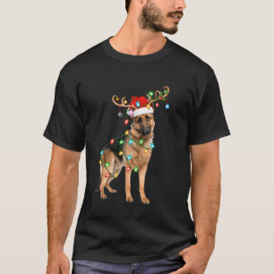 Deutscher Schäferhund Weihnachtsbeleuchtung Rentie T-Shirt