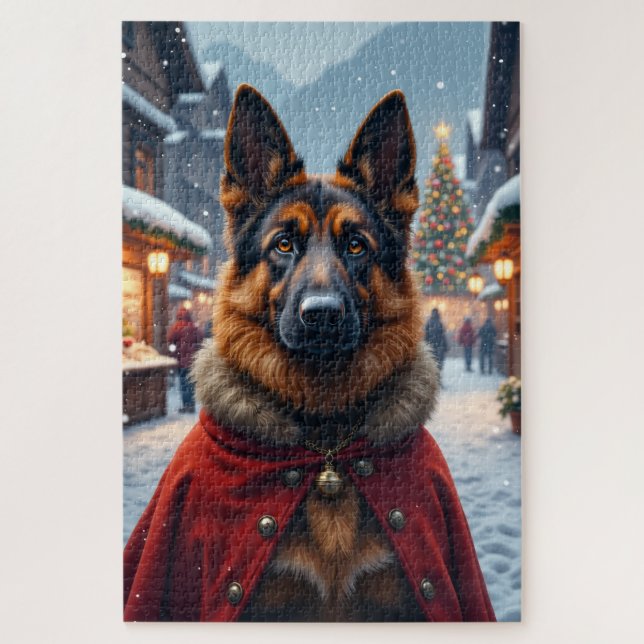 Deutscher Schäferhund Weihnachtskunst (Vertikal)