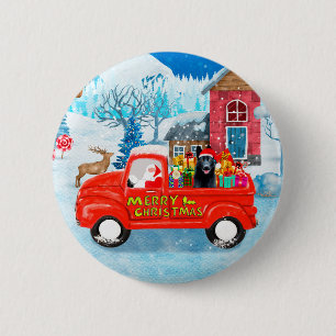 Deutscher Schäferhund Weihnachtslieferwagen Schnee Button