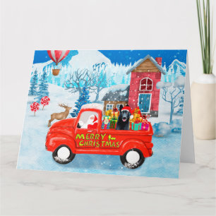 Deutscher Schäferhund Weihnachtslieferwagen Schnee Karte