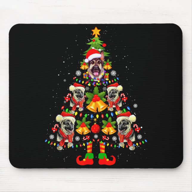 Deutscher Schäferhund Weihnachtsmann Hut Weihnacht Mousepad (Vorne)