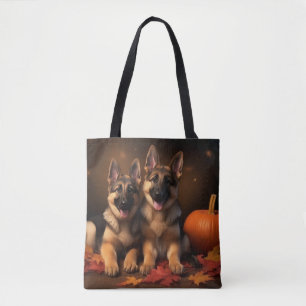 Deutscher Schäferhund-Welpe Herbstfreude Kürbis Tasche