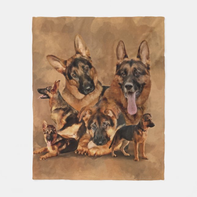 Deutscher Schäferhund - Welpe, jung, erwachsen Fleecedecke (Vorderseite)