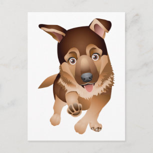 Deutscher Schäferhund Welpe Schwarz Postkarte