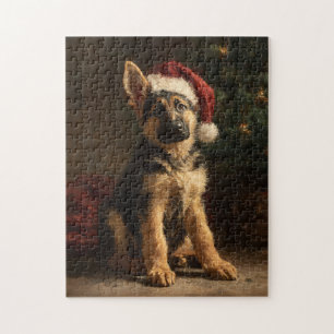 Deutscher Schäferhund-Welpe Weihnachtsbild