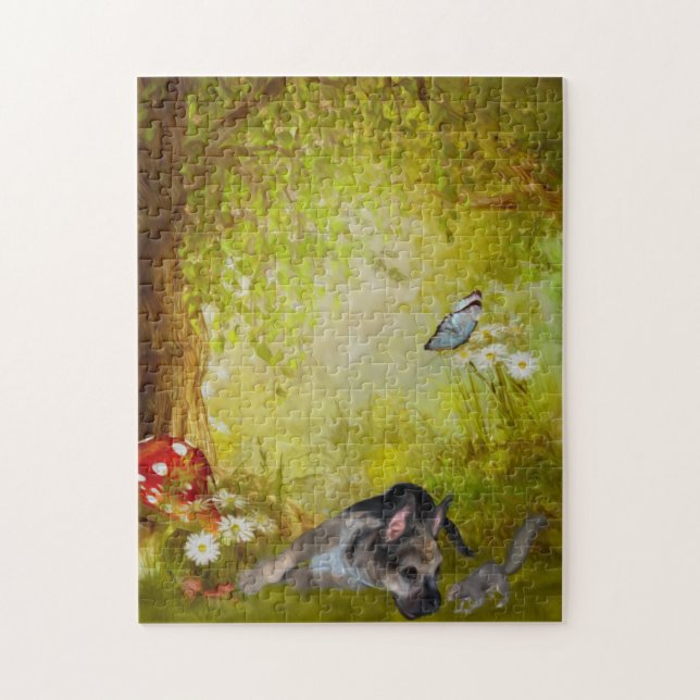 Deutscher Schäferhund Welpenfantasy Hunde Kunst (Vertikal)