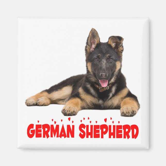 Deutscher Schäferhund Welpenhund Rote Liebe Herz Magnet (Vorne)
