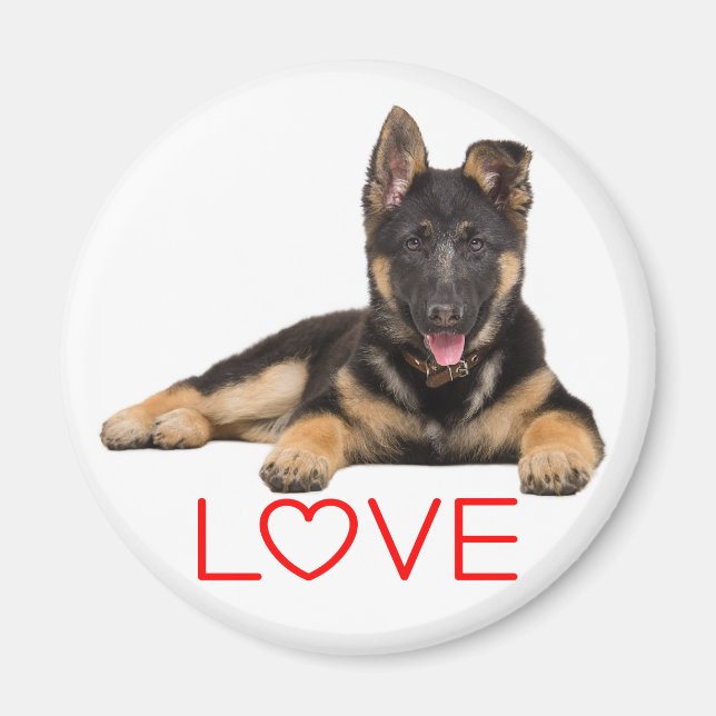 Deutscher Schäferhund Welpenhund - Rote Liebe Magnet (Vorne)
