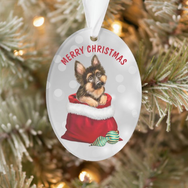 Deutscher Schäferhund Welpenhund - Überraschung Ornament (Baum)