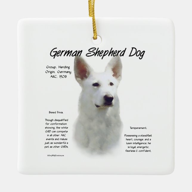 Deutscher Schäferhund (wht) Geschichtsdesign Keramikornament (Vorderseite)