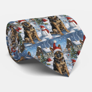 Deutscher Schäferhund Winter Wonderland Weihnachts Krawatte