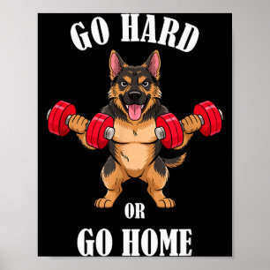 Deutscher Schäferhund Workout Hanteltraining Gewic Poster