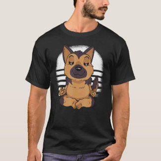 Deutscher Schäferhund Yoga Meditation meditieren L T-Shirt