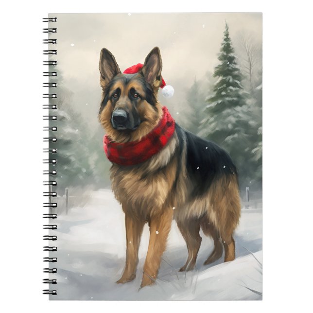 Deutscher Schäferhund zu Weihnachten im Schnee Notizblock (Vorderseite)