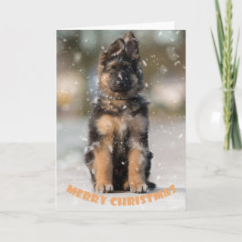 Deutscher Schäferwelpen zu Weihnachten. Karte