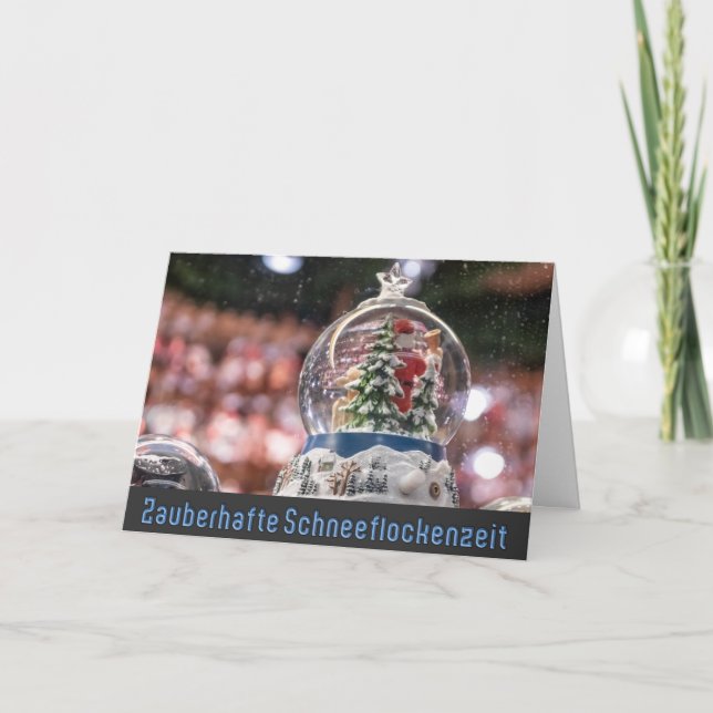 Deutscher Schneesturm Globus Frohe Weihnachtsgrüße Karte (Vorderseite)