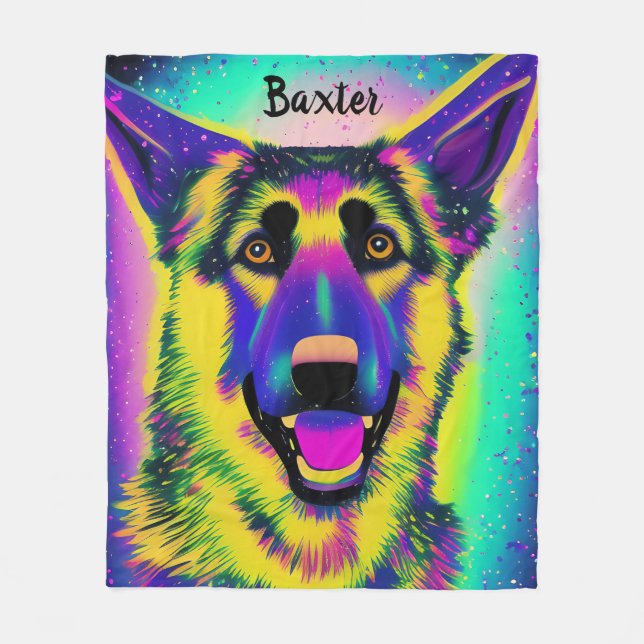 Deutscher Shepard Confetti Pop Art mit optionalem  Fleecedecke (Vorderseite)