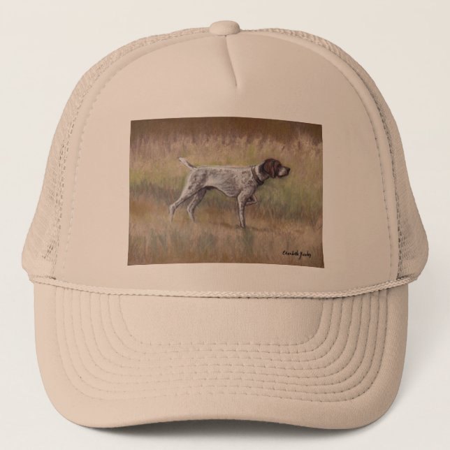 Deutscher Shorthair Zeiger-Hundekunst-Hut Truckerkappe (Vorderseite)
