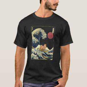 Deutscher Spitz Japanische Kanagawa-Welle Surf-Hun T-Shirt