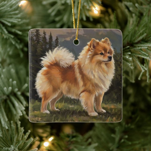 Deutscher Spitz Keramikornament (Baum)