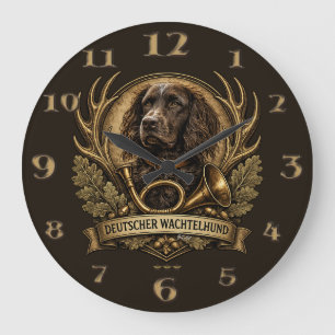 Deutscher Wachtelhund  , Jagdlogo Große Wanduhr