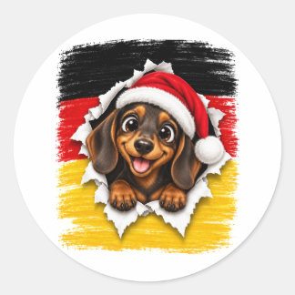 Deutscher Weihnachts-Dackel Runder Aufkleber