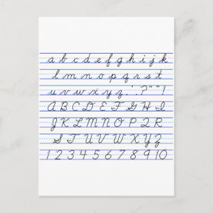Deutsches Alphabet Diagramm in Kursivschrift Postkarte