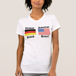 Deutsches Blut-amerikanischer Herz-Schwarz-T - T-Shirt