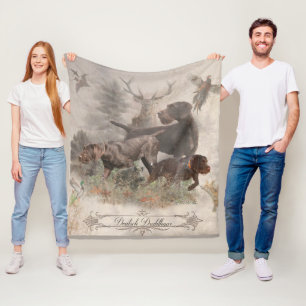 Deutsches Drahthaar-Bindeband Außenkissen Fleecedecke