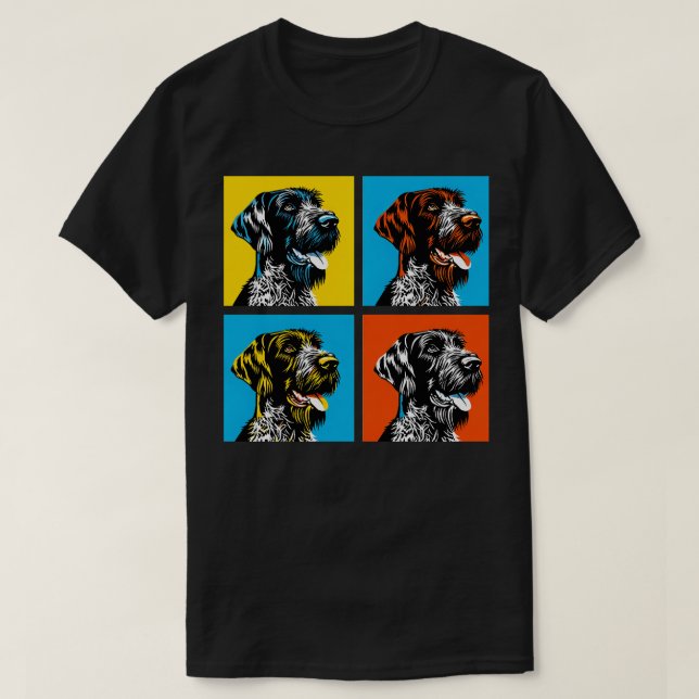 Deutsches Drahthaar Pointer Art Hund Lover Geschen T-Shirt (Design vorne)