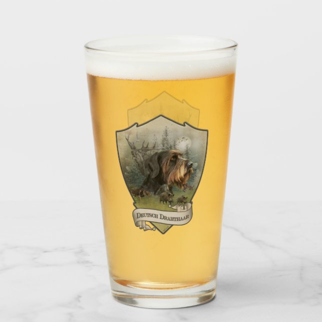 Deutsches Drahthaar Pointer, Boarenjagd Glas (Vorne (Gefüllt))