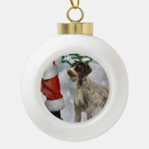 Deutsches Drahthaar Pointer Christmas Keramik Kugel-Ornament