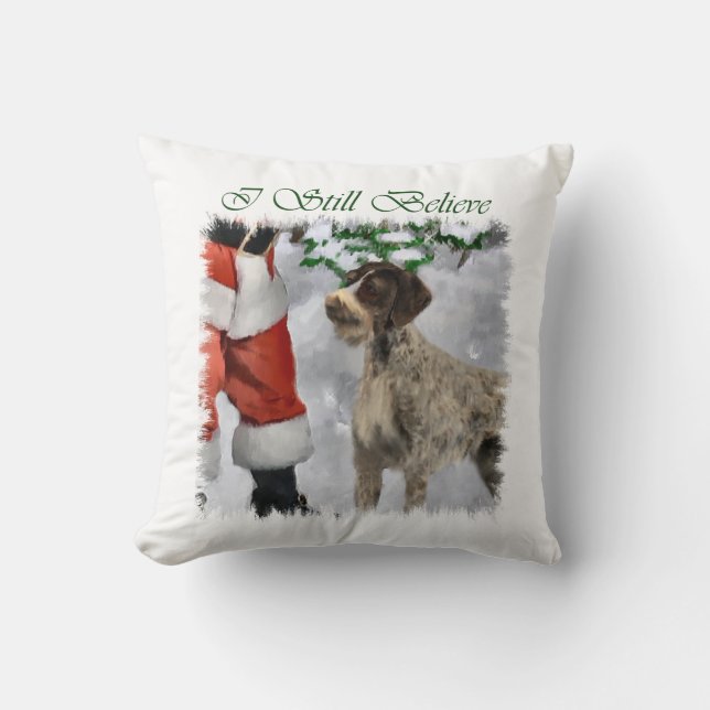 Deutsches Drahthaar Pointer Christmas Kissen (Vorderseite)