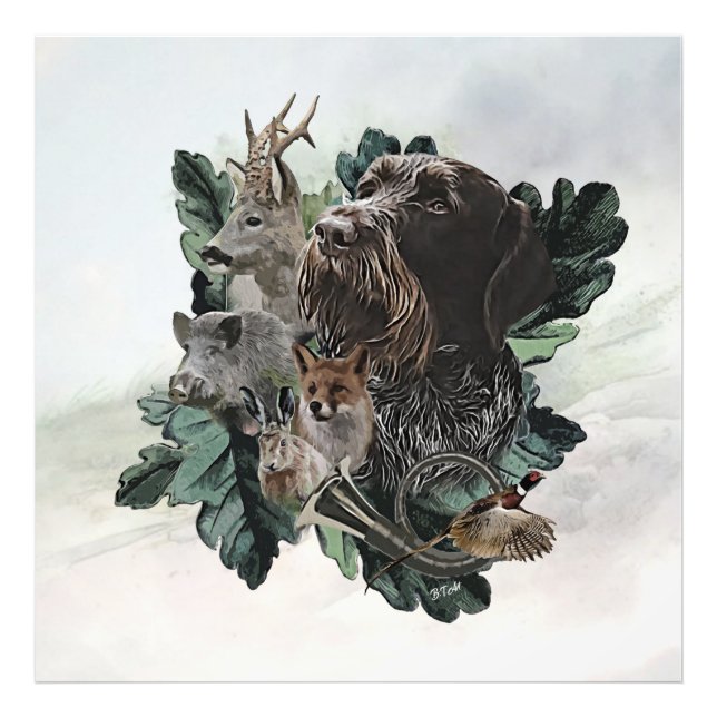 Deutsches Drahthaar Pointer Fotodruck (Vorne)